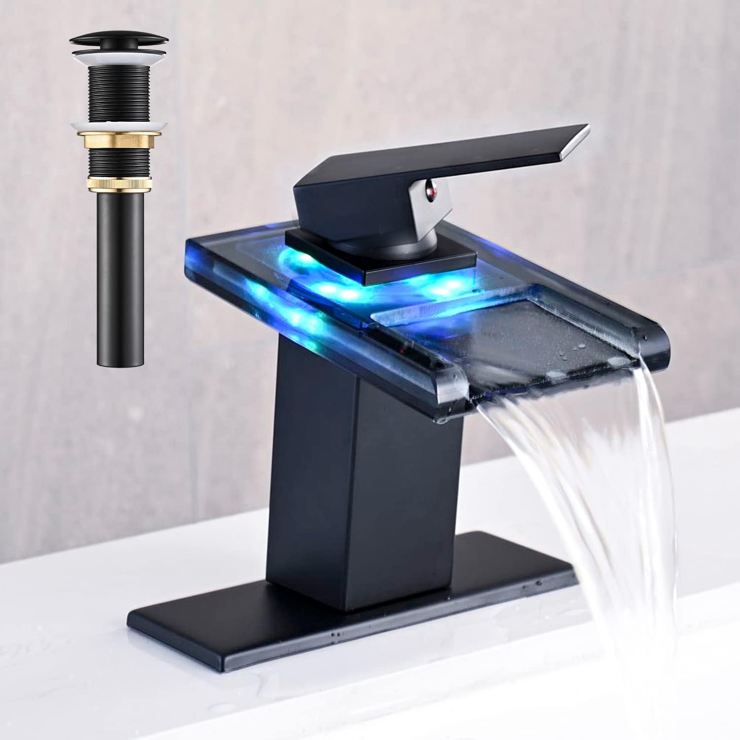 AVSIILE LED Bathroom Faucet, Matte Black, 1-Hole