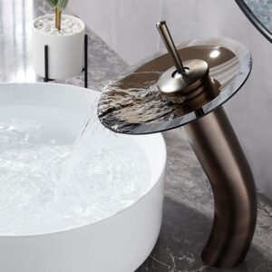 RODDEX Waterfall Bathroom Faucet, Bronze, Single Handle