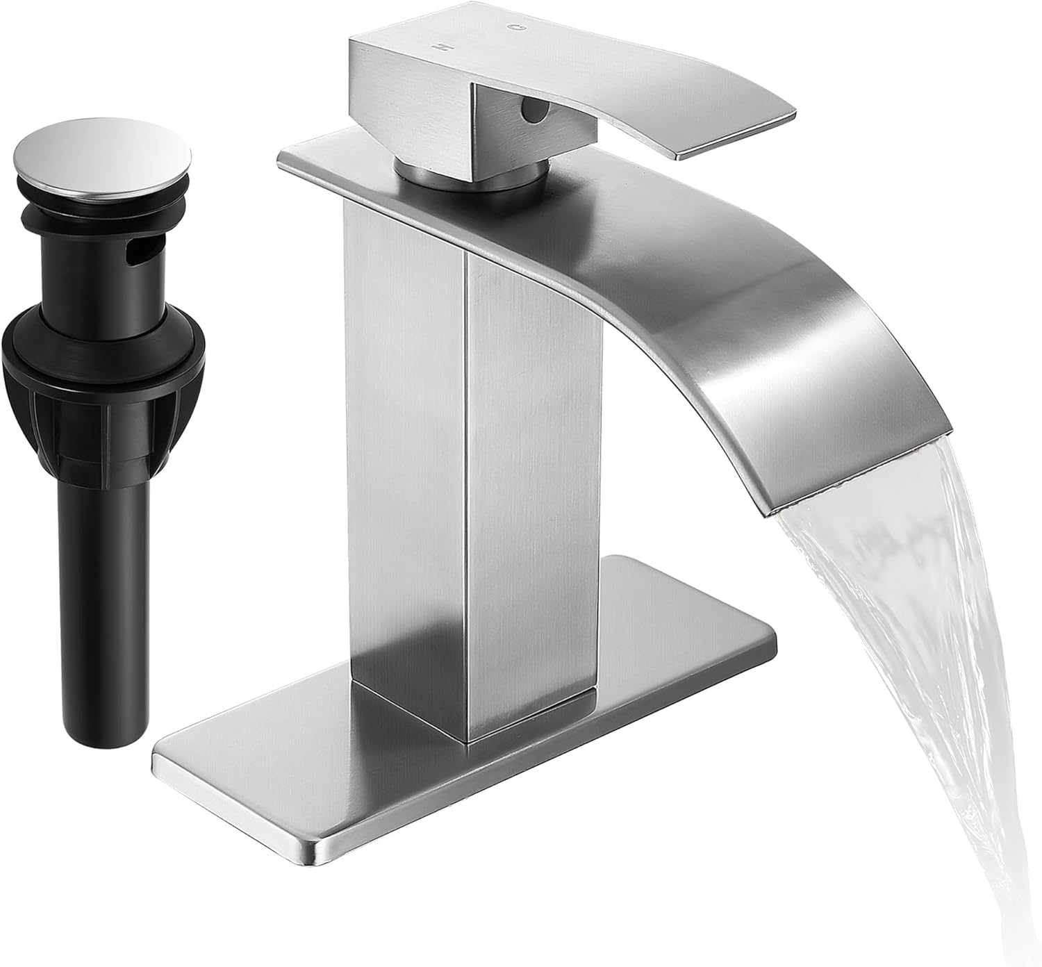 Fransiton Brushed Nickel Waterfall Bathroom Faucet