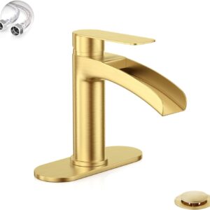 Phiestina Brushed Gold Bathroom Faucet, Single Handle