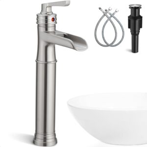Brass Waterfall Bathroom Faucet, Nickel Finish, 1-Handle