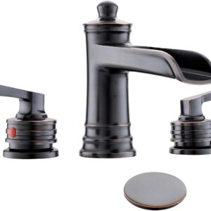 Fapully Oil Rubbed Bronze Bathroom Faucet, 8in Widespread 2-Handle