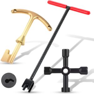 16" Water Meter Key w/ T-Handle, Brass & Steel Wrench