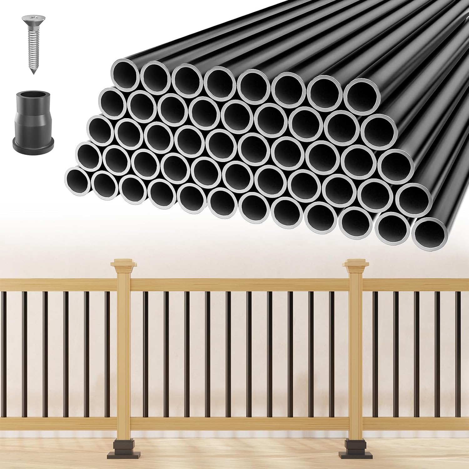 100 Pack 36" Black Aluminum Deck Balusters