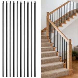 Langdoly 10-Piece Black Wrought Iron Balusters 44"