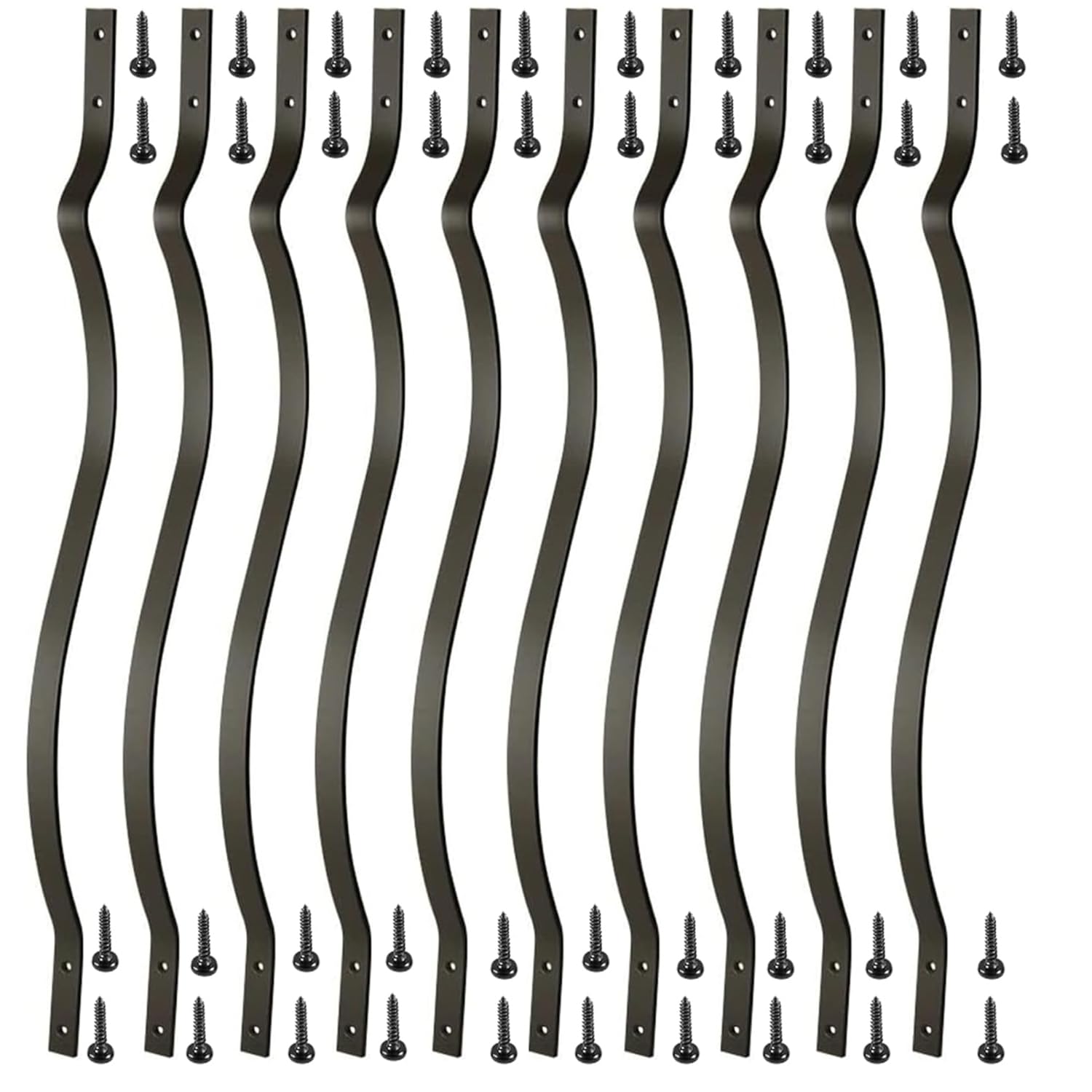 61-Pack 36in Iron Deck Balusters, Black Wave Spindles