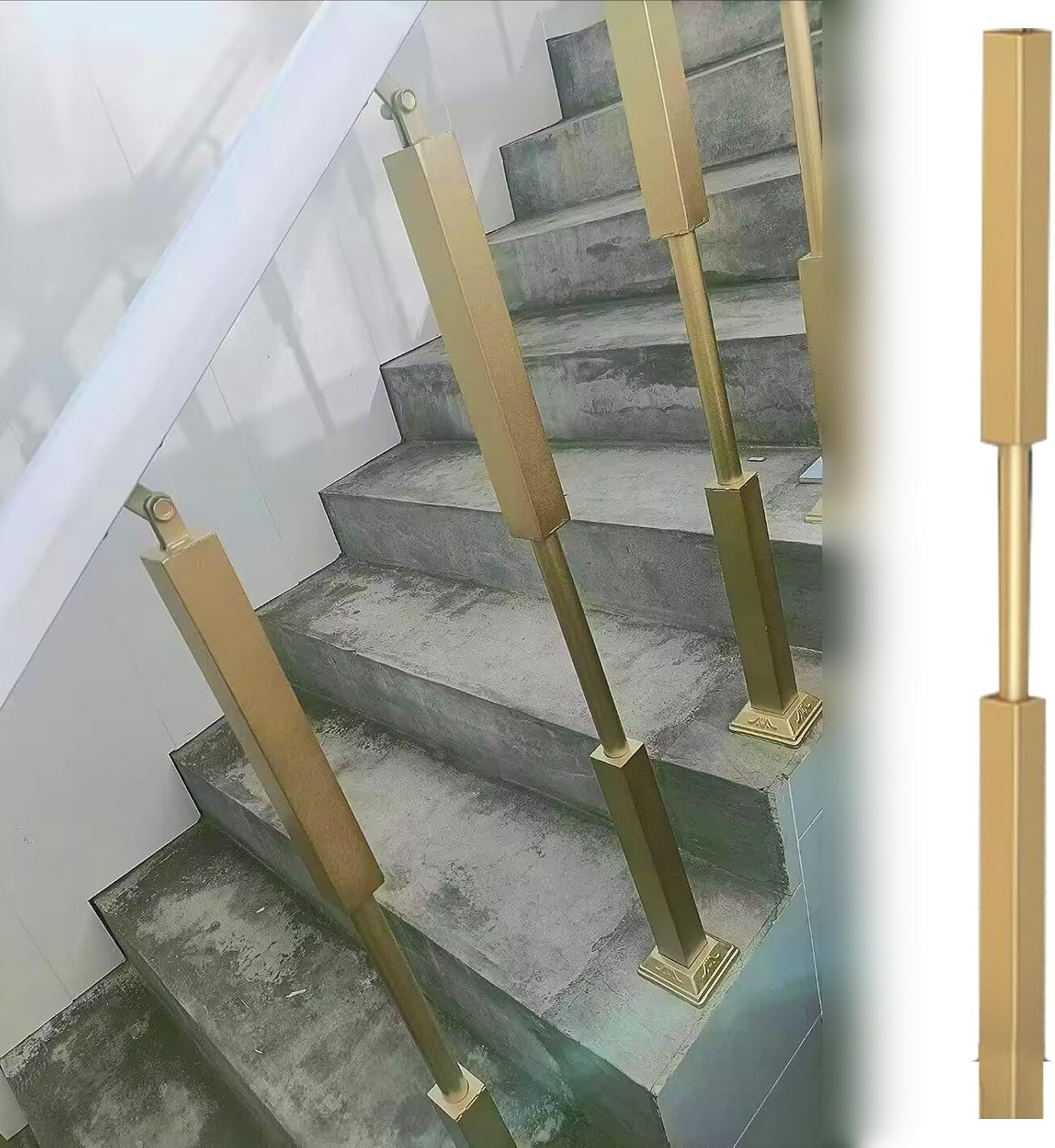 Square Wrought Iron Stair Balusters Kit - 39.4"