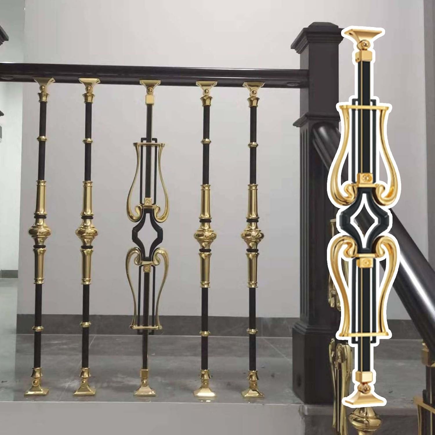 Gold & Black Aluminum Deck Stair Balusters (10-Pack)