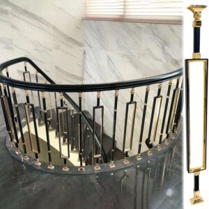 Black Aluminum Stair Balusters 37.4" w/ Gold Brackets