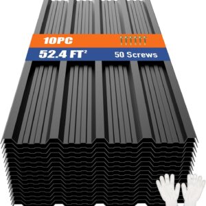 Brakki 52.4 ft² Black Metal Roof Panels 10-Pack