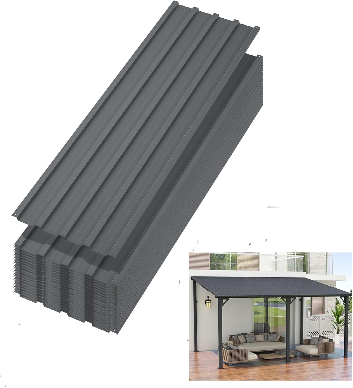 20 Galvanized Steel Roof Panels, 5ft - Durable Outdoor Use