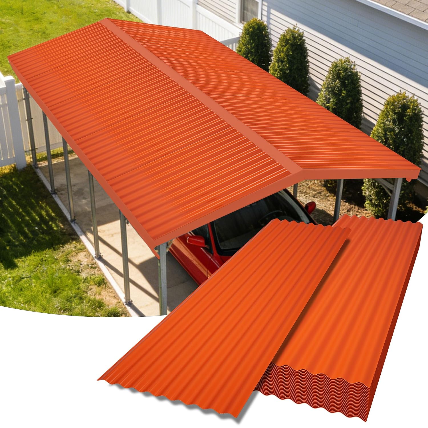 Jaxilyn 25-Pack Placstic Roof Panels, 60.2x22.2" (Orange)