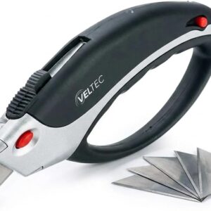 Veltec Heavy-Duty Utility Knife w/ 5 Blades, Retractable & Locking