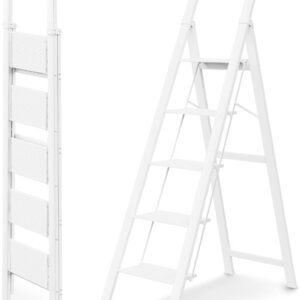 WOA WOA 5-Step Folding Ladder, 10ft, 300lb - White