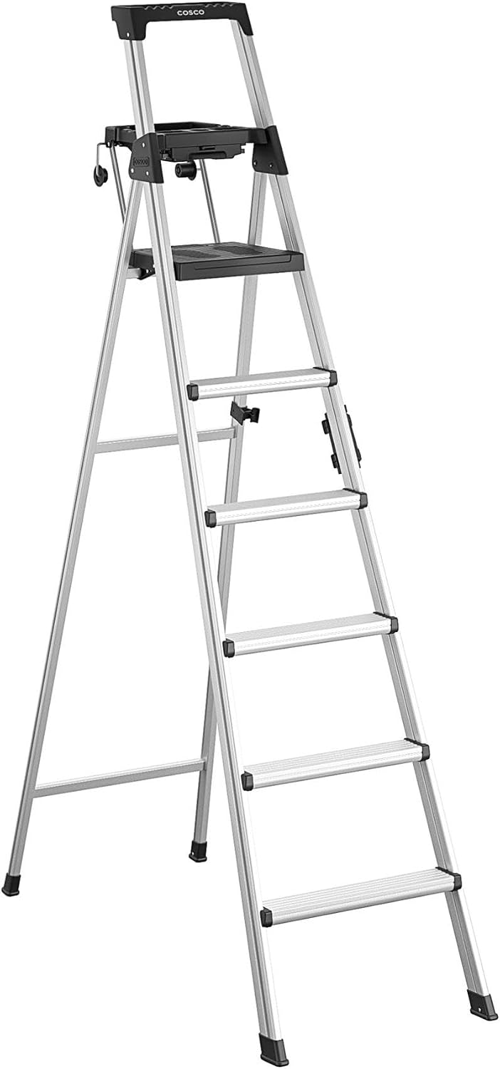 COSCO 8-ft Aluminum Step Ladder - Type 1A, 300 lb Capacity
