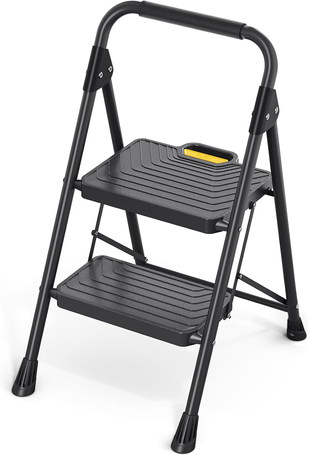 KINGRACK 2-Step Folding Ladder, 800lb Capacity, Black