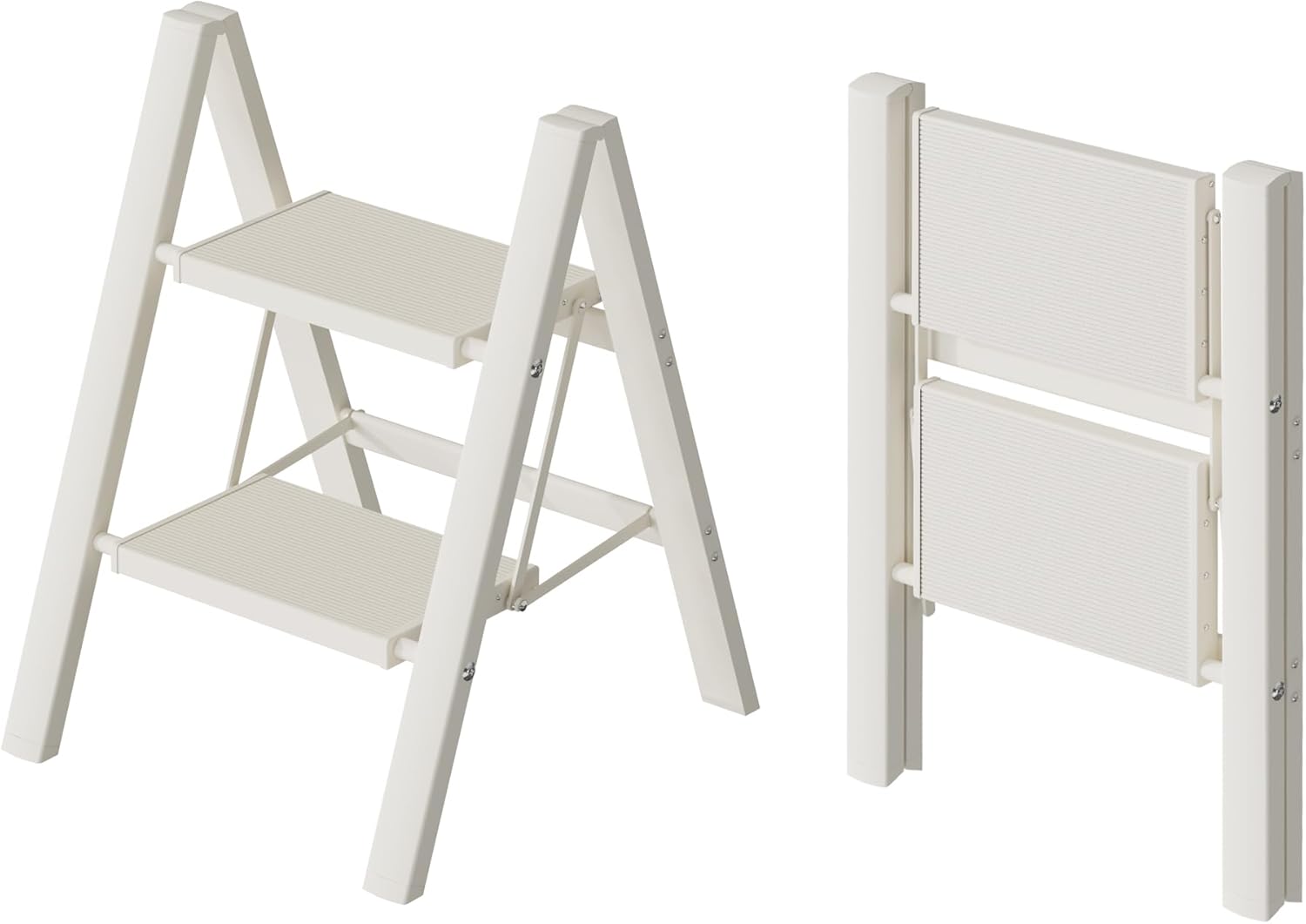 HillhutApex 2-Step Lightweight Aluminum Ladder, White