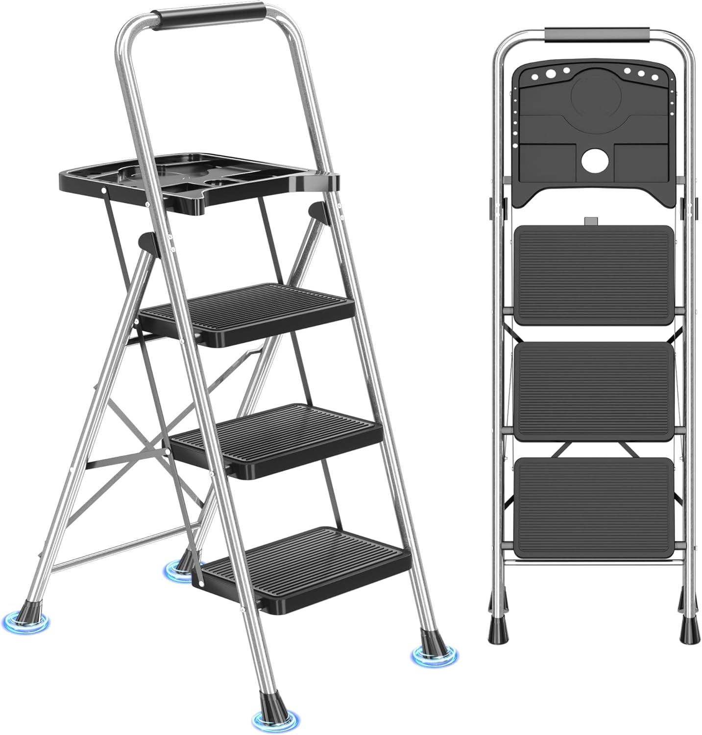 DIAMONDFORGE 3-Step Folding Ladder, 600 lbs Capacity