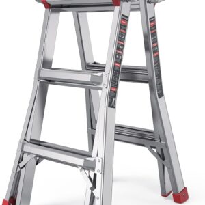 ECOMAX 13 ft Aluminum Folding Ladder, 300 lbs Capacity