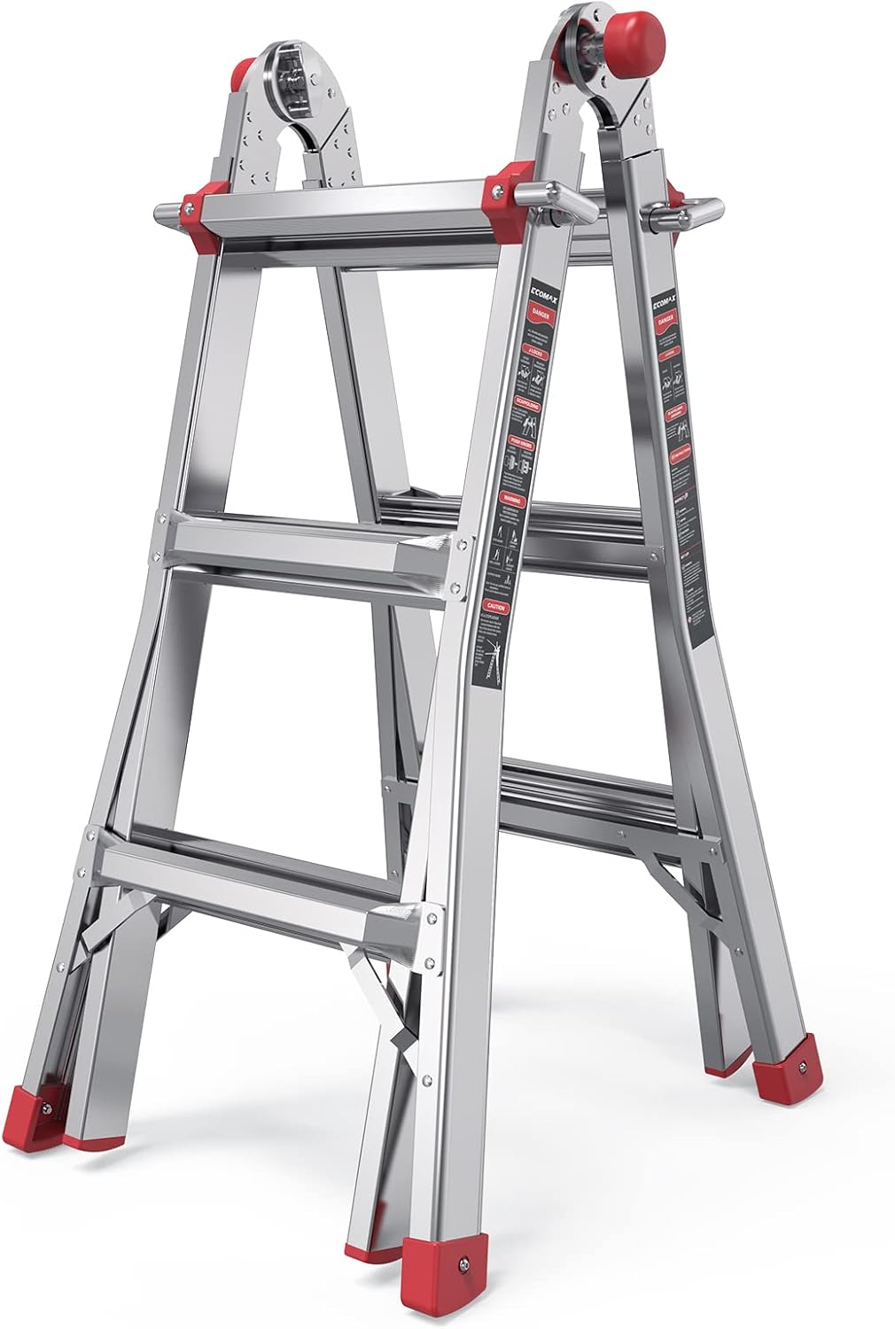 ECOMAX 13 ft Aluminum Folding Ladder, 300 lbs Capacity