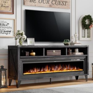 AMERLIFE 65" Fireplace TV Stand w/ 60" Electric Fireplace