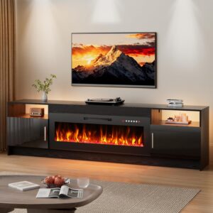 EAG 80" Electric Fireplace TV Stand - 90" TV Up to Black