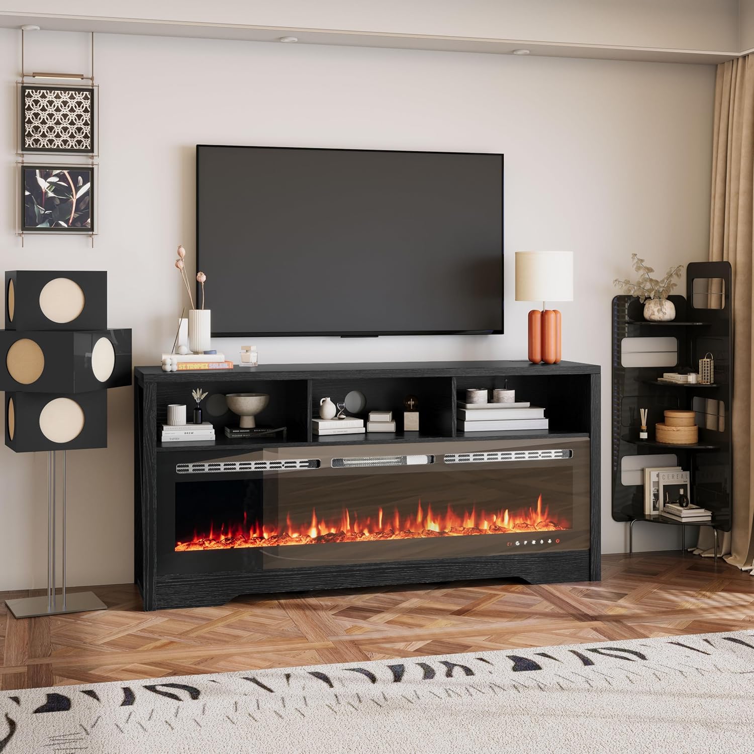CharaVector Fireplace TV Stand with 60" Electric Fireplace