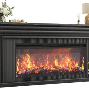 PRAISUN 70" Fireplace TV Stand for 75" TV, Black