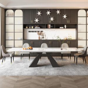 Trroec Expandable Marble Dining Table 8-12 People