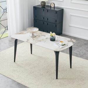 Modern Sintered Stone Dining Table, 63" Marble