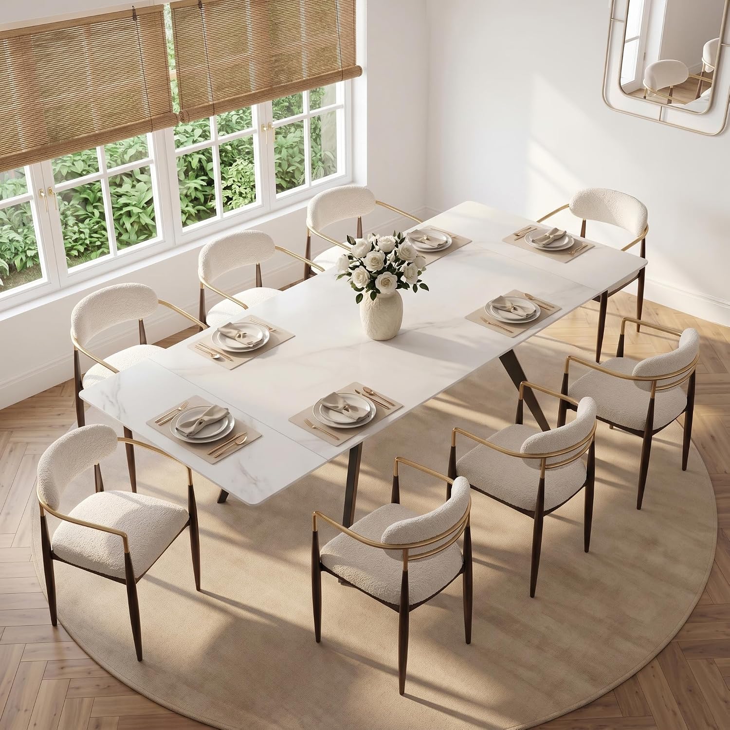 Honyee Extendable Dining Table, 78-110", Sintered Stone