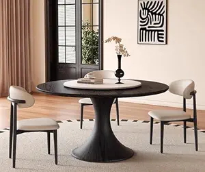 Solid Wood Round Dining Table with Lazy Susan