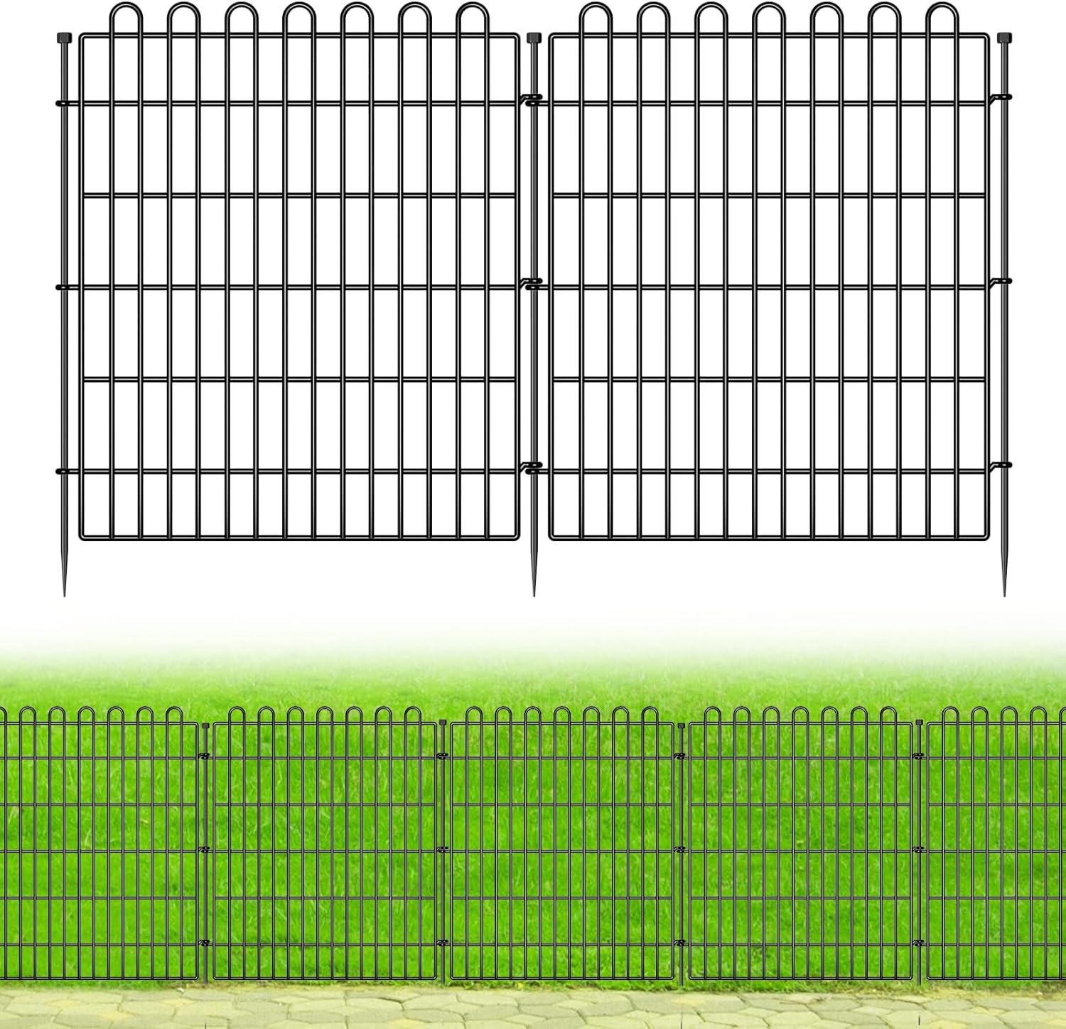 10-Panel Garden Fence, 32"H x 23.6'L, Pet & Yard Barrier