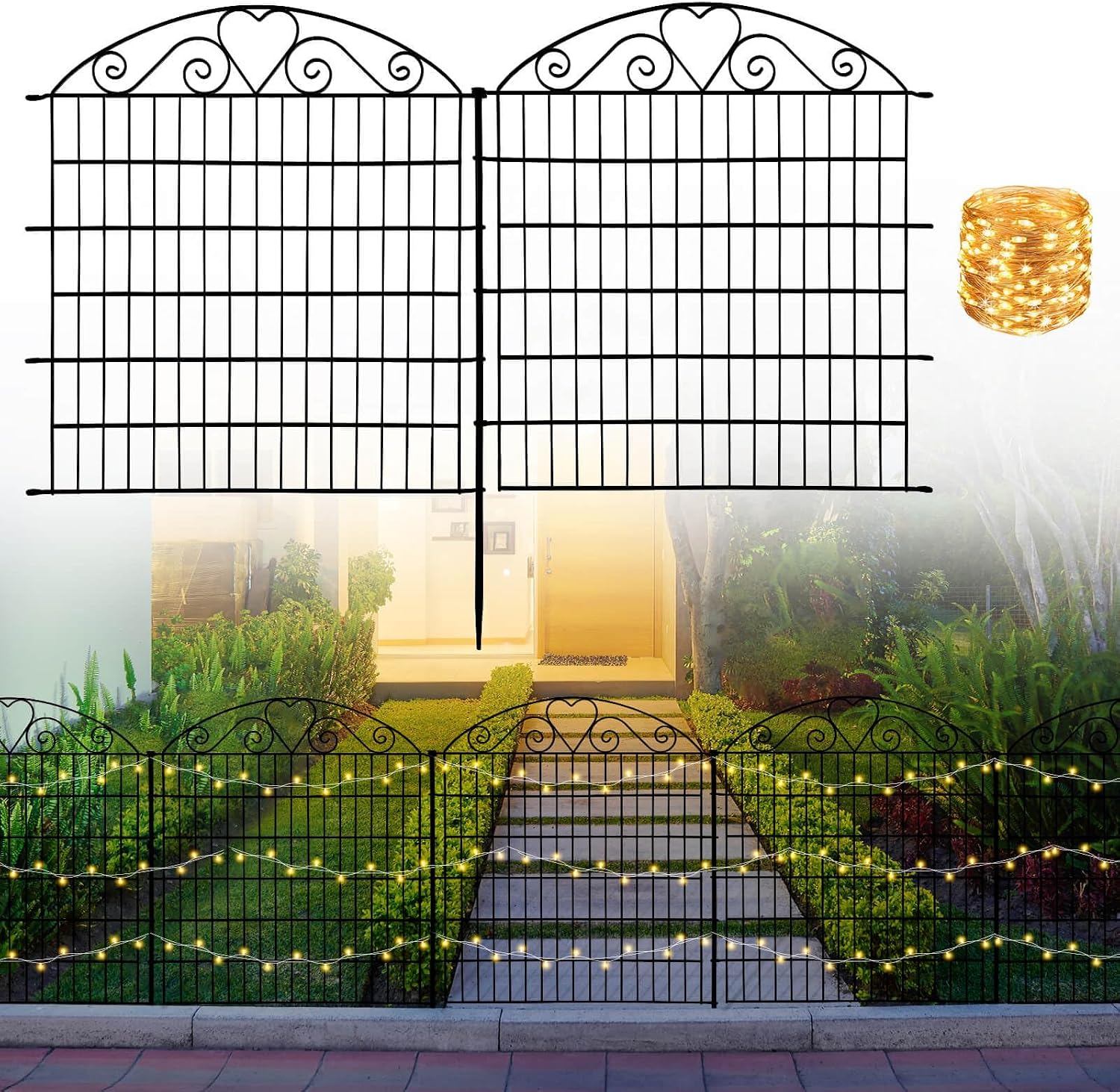 Hegivoc Garden Fence 10-Pack, Decorative Animal Barrier 33in x 23.75ft
