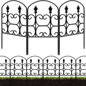 24in Tall x 10.83ft Garden Fence - 10 Pack Black Metal Barrier