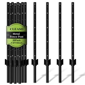 20-Pack 5ft Black Metal U-Post Fence Stakes