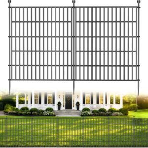 10-Panel Outdoor Garden Fence – 32in H x 23.6ft L, Rustproof Metal Border for Pets & Patio