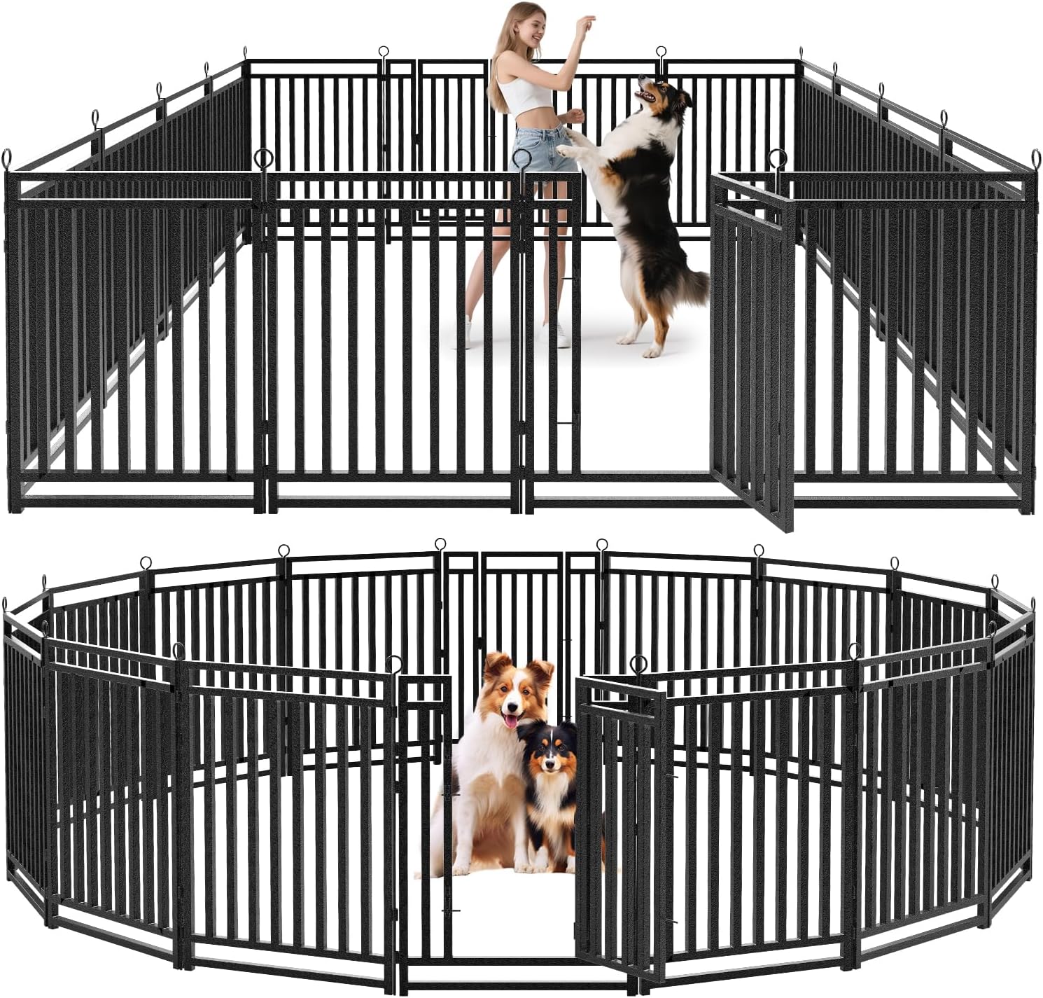 40" Dog Fence Playpen, 16-Panel Metal Pet Enclosure