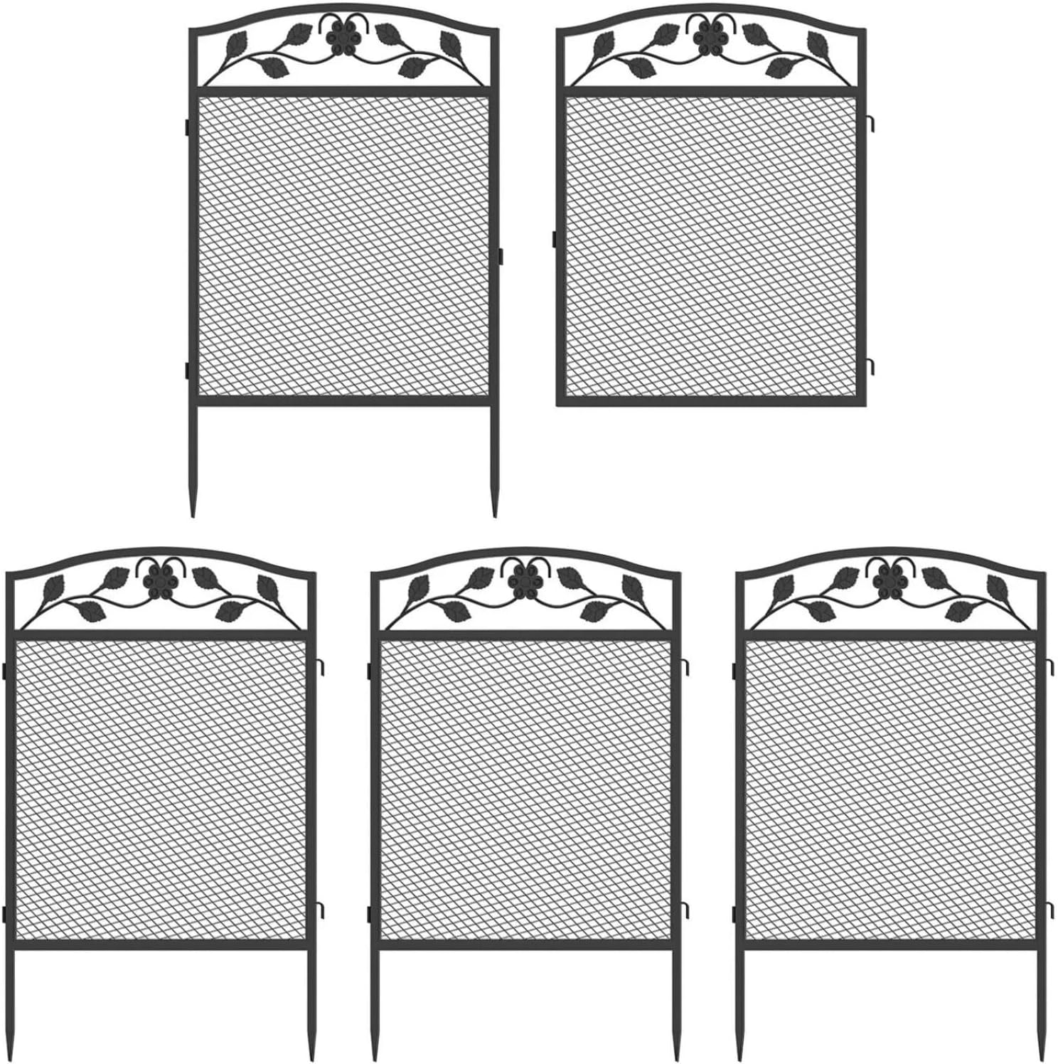 5-Piece Rustproof Garden Fence, 43in, Dog-Proof