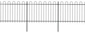 Black Steel Garden Fence, 50.2' Outdoor Yardscape Barrier