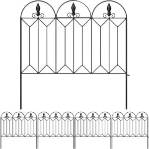 Black Metal Garden Fence 10-Pack, 24in Panels