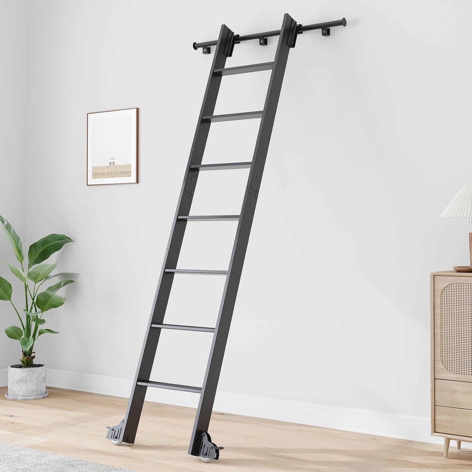 Fredbeck 8ft Rolling Library Aluminum Step Ladder Kit