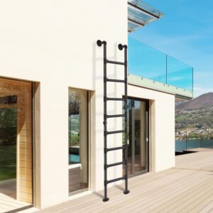 8FT Heavy-Duty Wall Mounted Step Ladder – 8 Steps, 330lbs