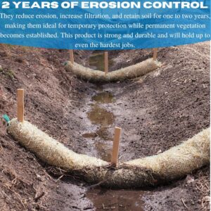 Straw Wattle Erosion Control Log 9in x 25ft