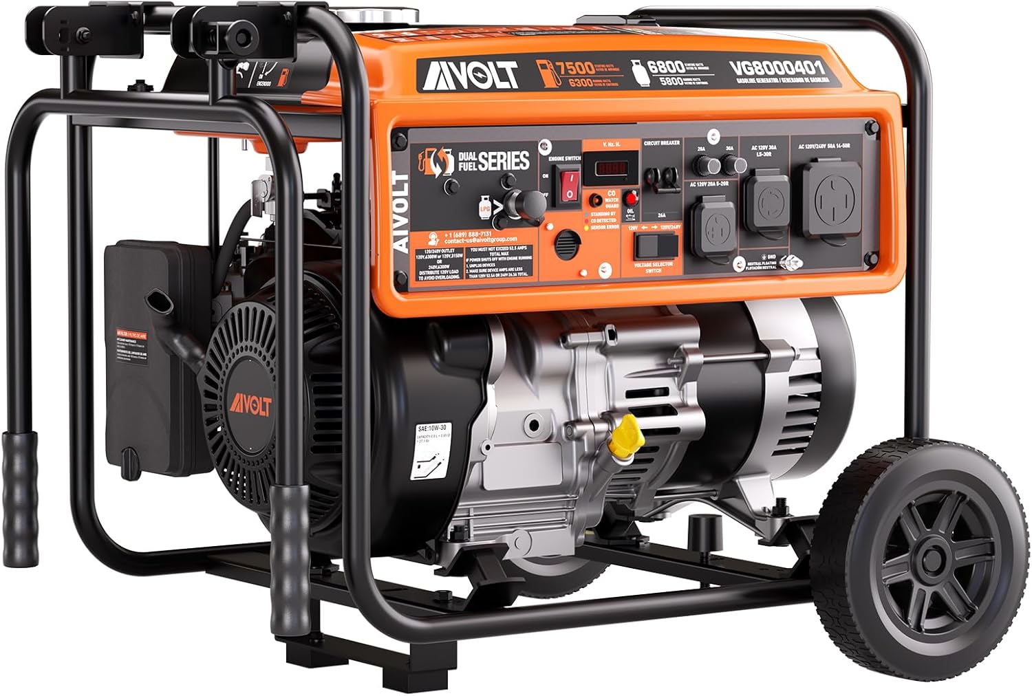 AIVOLT 7500W Dual Fuel Portable Generator w/Wheels