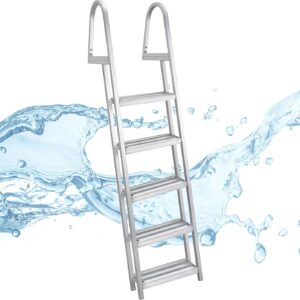 RecPro Marine Pontoon Boarding Ladder - 5-Step Aluminum
