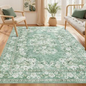 GarveeHome 3x5 Sage Floral Rug - Boho Accent Mat