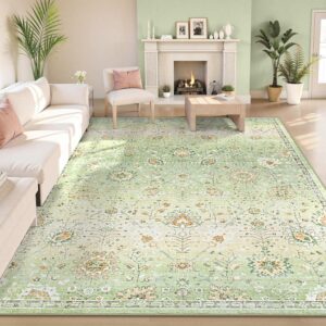 Lahome Flavie Sage Green Area Rug 8x10 - Soft Boho Floral Rug
