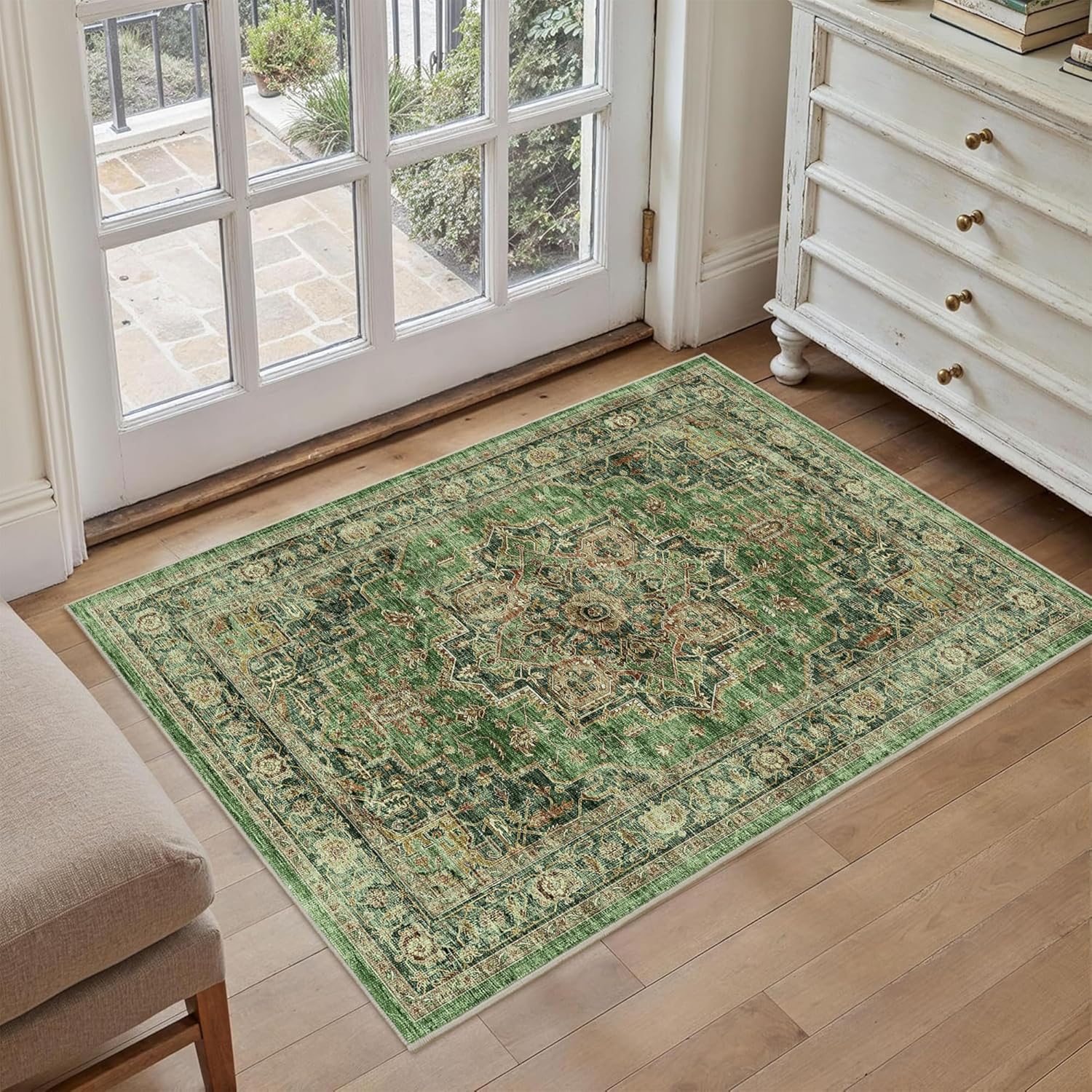 Vintage 2x3 Faux Wool Rug – Soft, Washable Entryway Rug