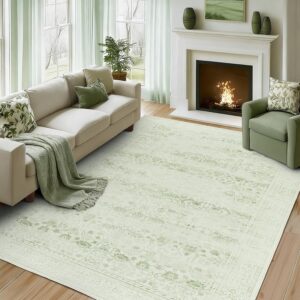 LAISE Washable Rug 8x10 Green for Home Decor